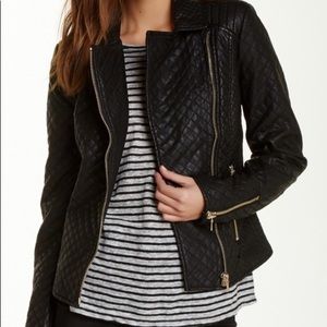 Black faux leather fitted jacket